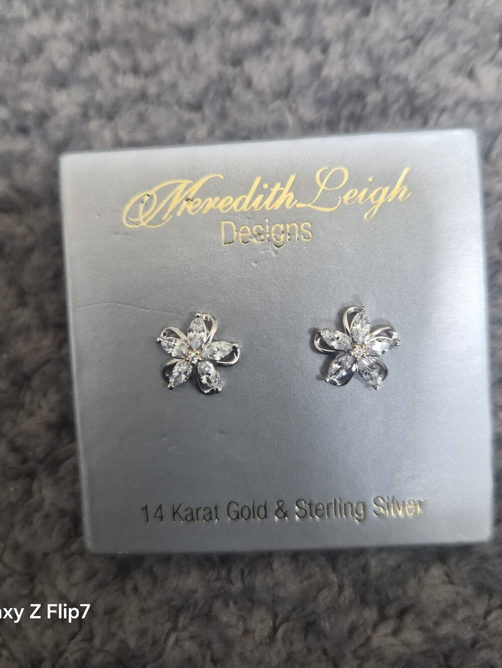 Meredith Leigh Sterling Silver Floral Crystal Stud Earrings - Silver